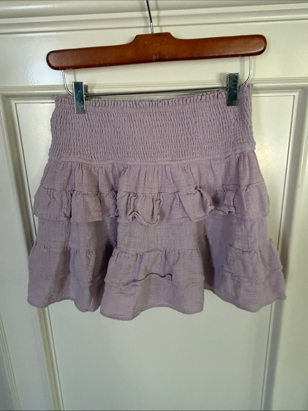 We’re all pretty girls Smocked Waist Lavender Tiered Ruffle Skirt
